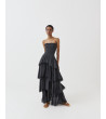 VESTIDO LARGO STRAPLESS VOLANTES PANAL ABEJA | MULAYA