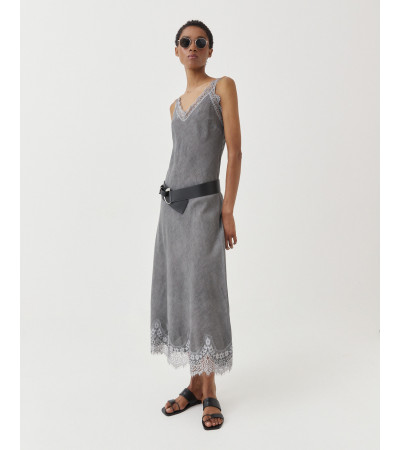 VESTIDO LARGO LENCERO ESCOTE PICO TIRANTES ENCAJE | MULAYA