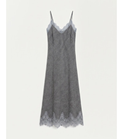 VESTIDO LARGO LENCERO ESCOTE PICO TIRANTES ENCAJE | MULAYA