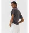 CAMISETA RAYAS FRUNCES LATERAL MANGA CORTA | MULAYA