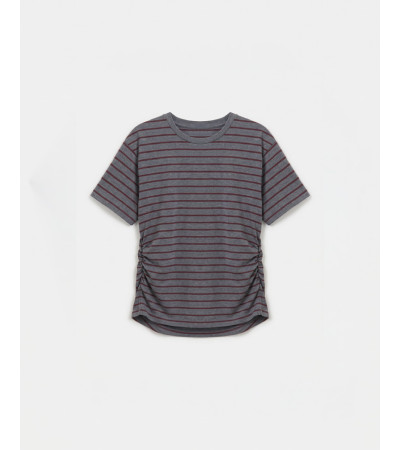 CAMISETA RAYAS FRUNCES LATERAL MANGA CORTA | MULAYA