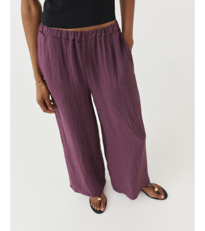 PANTALÓN WIDE LEG RAYAS VISCOSA LINO | MULAYA