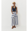 PANTALÓN ANCHO DE RAYAS EN LINO | MULAYA