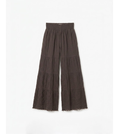 PANTALÓN WIDE LEG LINO CON FLECOS | MULAYA