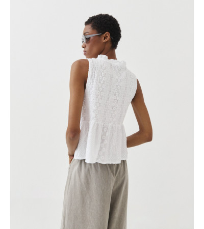 TOP NIDO ABEJA PEPLUM BORDADO SUIZO BOTONES | MULAYA