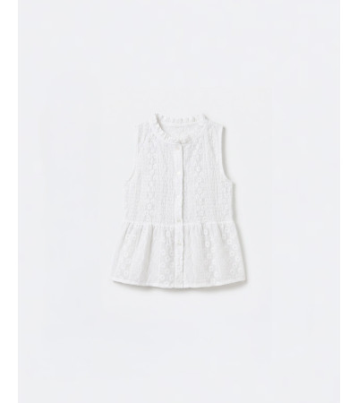 TOP NIDO ABEJA PEPLUM BORDADO SUIZO BOTONES | MULAYA