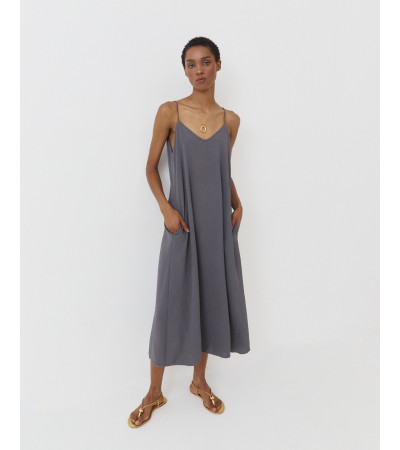 VESTIDO LARGO BÁSICO TIRANTES BOLSILLOS | MULAYA