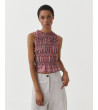 TOP ESTAMPADO CUELLO REDONDO FRUNCES VOLANTE | MULAYA