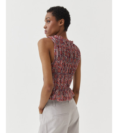 TOP ESTAMPADO CUELLO REDONDO FRUNCES VOLANTE | MULAYA