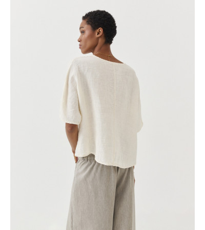 BLUSA LINO CUELLO V MANGA MURCIÉLAGO | MULAYA
