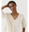 BLUSA LINO CUELLO V MANGA MURCIÉLAGO | MULAYA