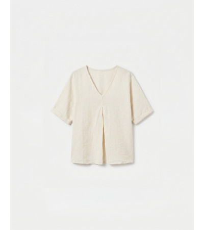 BLUSA LINO CUELLO V MANGA MURCIÉLAGO | MULAYA