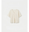 BLUSA LINO CUELLO V MANGA MURCIÉLAGO | MULAYA