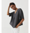 BLUSA LINO CUELLO V MANGA MURCIÉLAGO | MULAYA