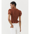 BLUSA ESTAMPADO NIDO ABEJA MANGA GLOBO VOLANTE | MULAYA
