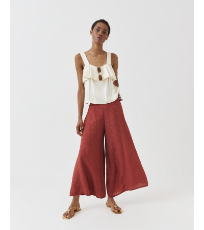 PANTALÓN PALAZZO JACQUARD PRETINA V | MULAYA