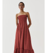 VESTIDO LARGO STRAPLESS NIDO ABEJA VOLANTES | MULAYA