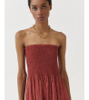 VESTIDO LARGO STRAPLESS NIDO ABEJA VOLANTES | MULAYA