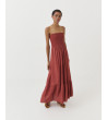 VESTIDO LARGO STRAPLESS NIDO ABEJA VOLANTES | MULAYA