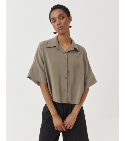 CAMISA CROP SOLAPA MANGA FRANCESA BOTONES | MULAYA