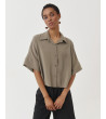 CAMISA CROP SOLAPA MANGA FRANCESA BOTONES | MULAYA