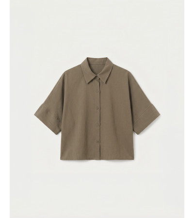 CAMISA CROP SOLAPA MANGA FRANCESA BOTONES | MULAYA