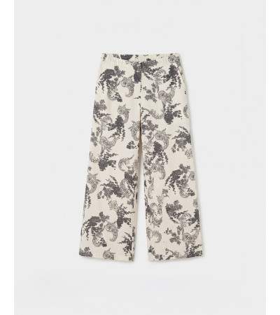 PANTALÓN WIDE LEG CON BORDADO ORIENTAL | MULAYA