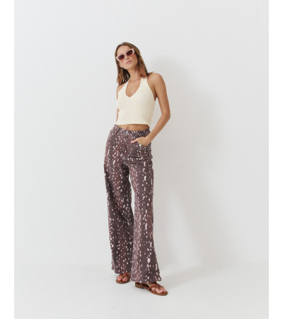 PANTALÓN WIDE LEG ANIMAL PRINT DENIM | MULAYA