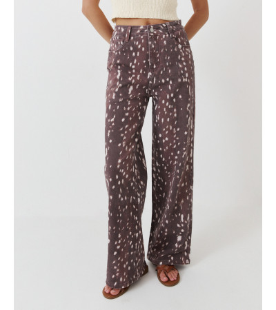 PANTALÓN WIDE LEG ANIMAL PRINT DENIM | MULAYA
