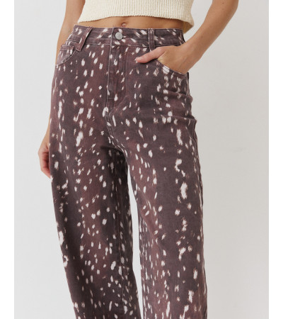PANTALÓN WIDE LEG ANIMAL PRINT DENIM | MULAYA