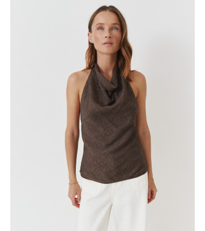 TOP HALTER JACQUARD ESPALDA DESCUBIERTA BOTONES | MULAYA