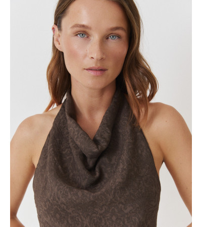 TOP HALTER JACQUARD ESPALDA DESCUBIERTA BOTONES | MULAYA