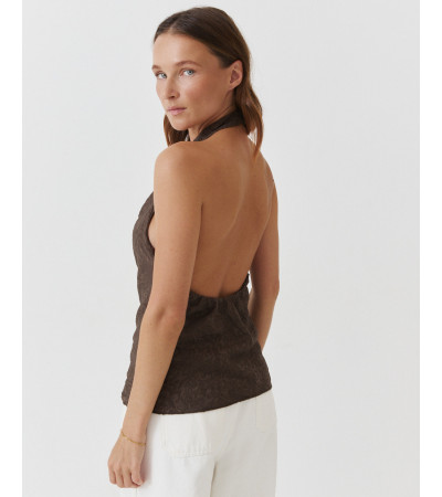 TOP HALTER JACQUARD ESPALDA DESCUBIERTA BOTONES | MULAYA