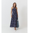 VESTIDO LARGO HALTER LAZADA ESTAMPADO GEOMÉTRICO | MULAYA