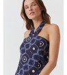 VESTIDO LARGO HALTER LAZADA ESTAMPADO GEOMÉTRICO | MULAYA