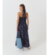VESTIDO LARGO HALTER LAZADA ESTAMPADO GEOMÉTRICO | MULAYA