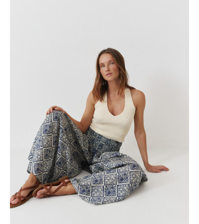 PANTALÓN PALAZZO ESTAMPADO ALGODÓN | MULAYA