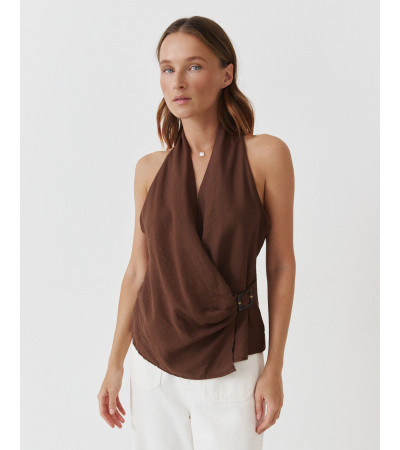 TOP ESCOTE CRUZADO BROCHE LATERAL MANGA SISA | MULAYA