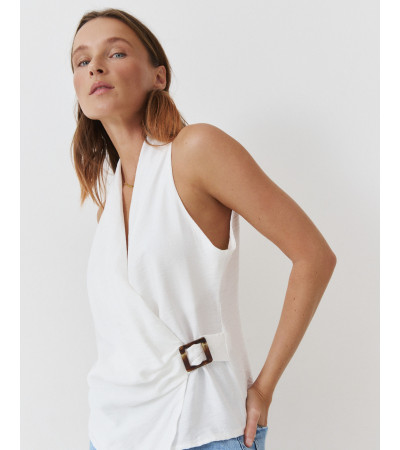 TOP ESCOTE CRUZADO BROCHE LATERAL MANGA SISA | MULAYA