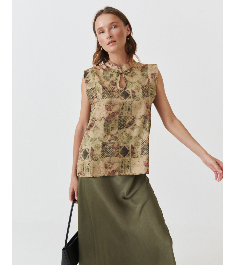 TOP MAO ESTAMPADO GOTA AGUA VOLANTE ABERTURA | MULAYA