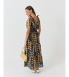VESTIDO LARGO ESCOTE V TIRANTES LAZADA VOLANTE | MULAYA