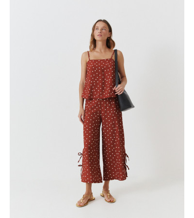 PANTALÓN WIDE LEG LUNARES CON LAZOS | MULAYA