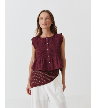 TOP NIDO ABEJA PEPLUM BORDADO MINI VOLANTES | MULAYA