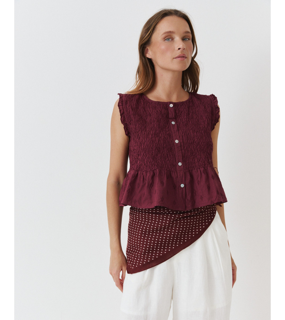 TOP NIDO ABEJA PEPLUM BORDADO MINI VOLANTES | MULAYA