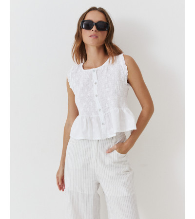 TOP NIDO ABEJA PEPLUM BORDADO MINI VOLANTES | MULAYA