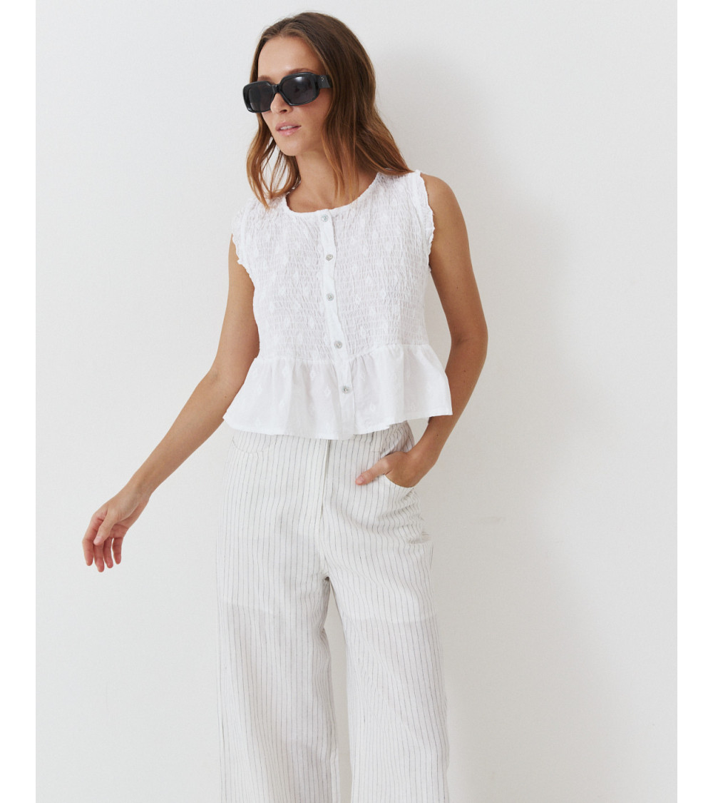 TOP NIDO ABEJA PEPLUM BORDADO MINI VOLANTES | MULAYA