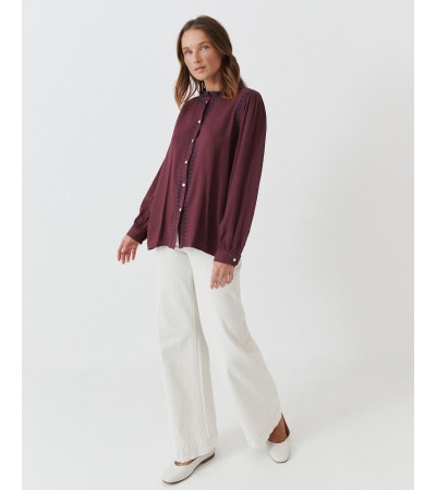 CAMISA MAO BORDADOS VOLANTE ONDULADO MANGA LARGA | MULAYA