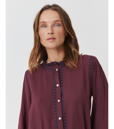 CAMISA MAO BORDADOS VOLANTE ONDULADO MANGA LARGA | MULAYA