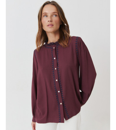 CAMISA MAO BORDADOS VOLANTE ONDULADO MANGA LARGA | MULAYA