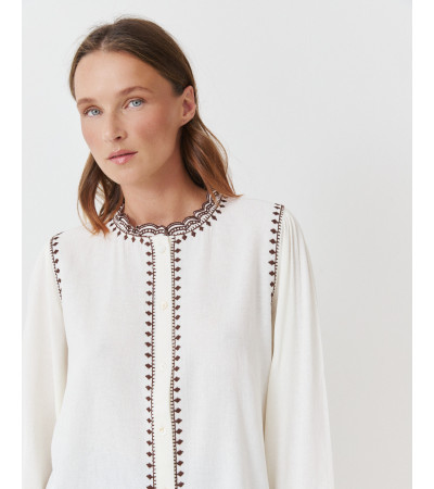 CAMISA MAO BORDADOS VOLANTE ONDULADO MANGA LARGA | MULAYA